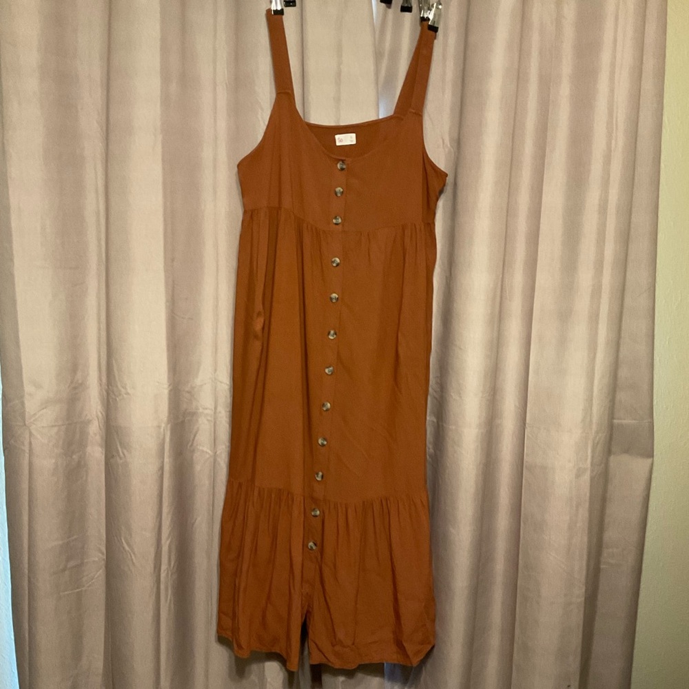 SO Women's Button-Front Maxi Dress - Rust